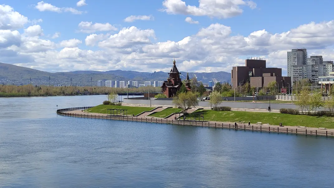 Вид на Красноярск с Виноградовского моста