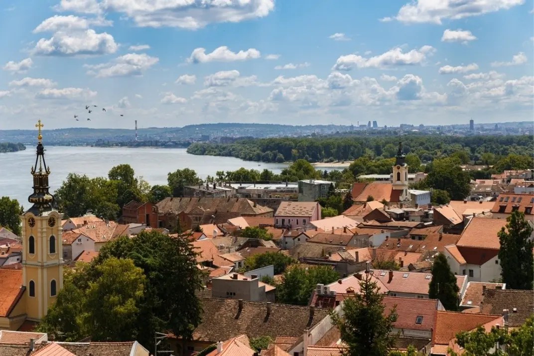 Панорамный вид с башни Гардош с видом на Дунай, Белград, Сербия
